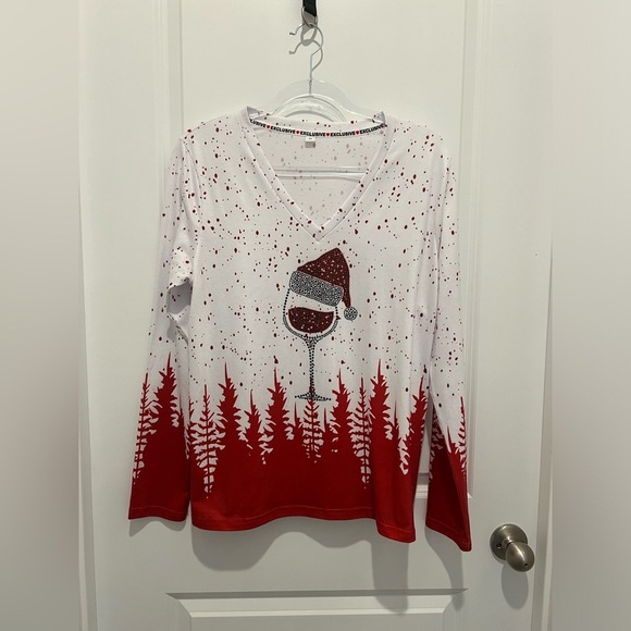 Festive Red and White Long Sleeve Shirt - Picture 4 of 11